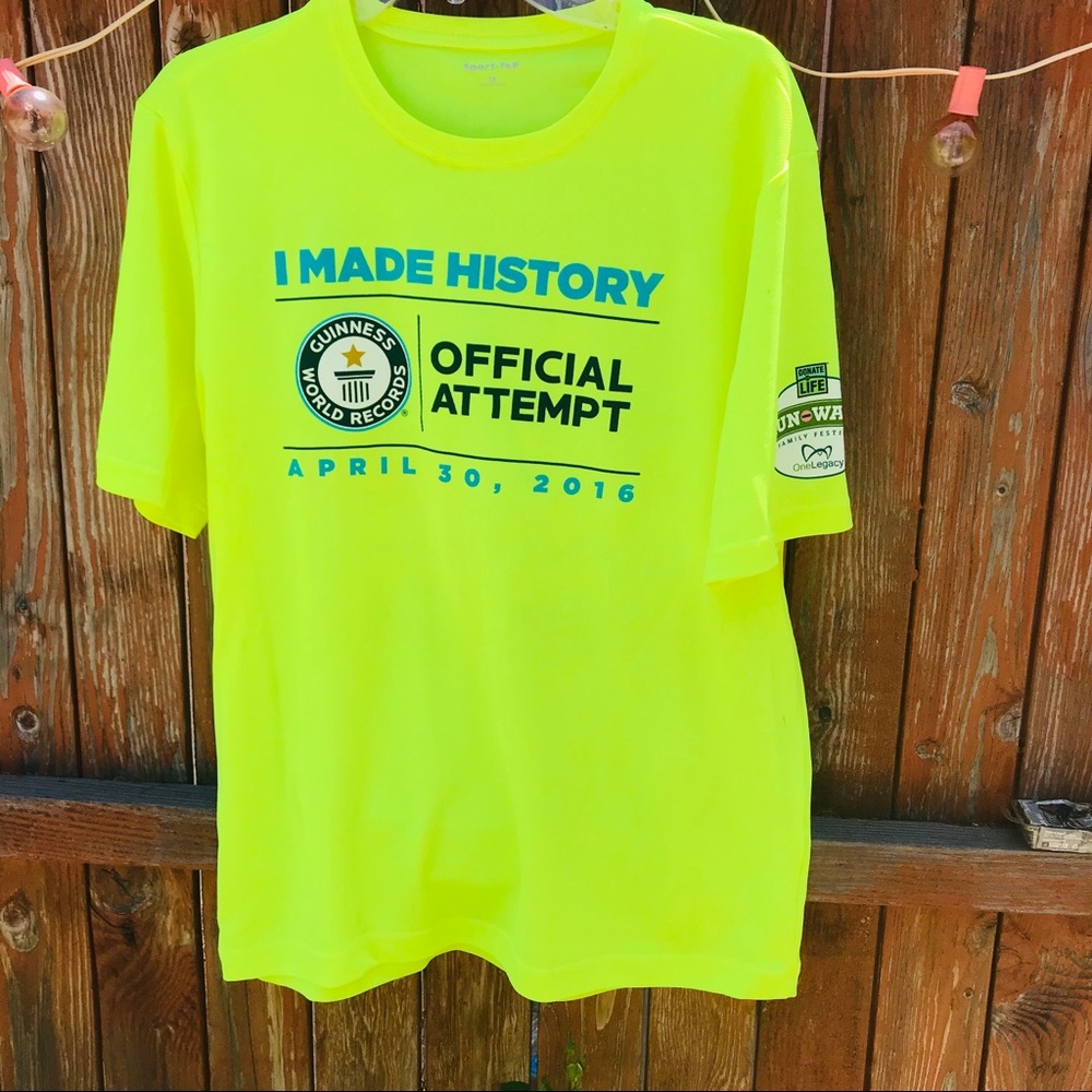 Neon Green Biker Workout Shirt Guinness World Top